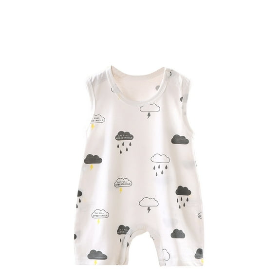 Asxite Toddler Rompers Short Sleeve Crew Neck Solid Jumpsuits Loose and Breathable Style 0-24M