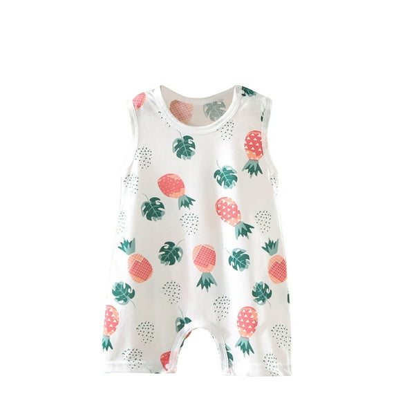 Asxite Toddler Rompers Short Sleeve Crew Neck Solid Jumpsuits Loose and Breathable Style 0-24M