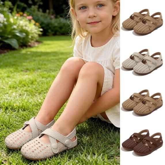 Asxite Toddler Sandals Girl Summer Hollow Breathable Princess Shoes Shallow Soft Lightweight Clogs for Girls Shoes 2-6 Y