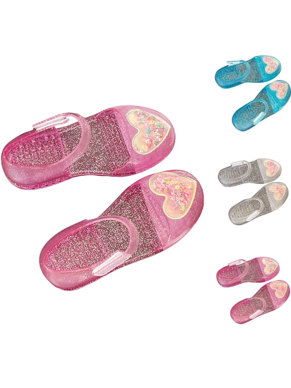 Toddler Sandals Heart Closed Toe Water Play Sand Style Soft Sole Jelly Princess for Girls Shoes 2.5-10 Y