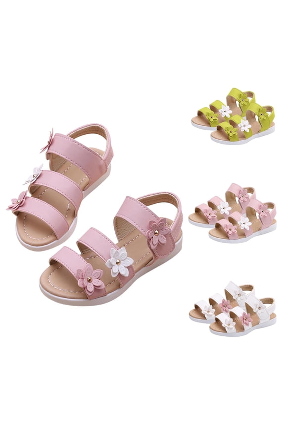 Toddler Sandals Summer 3 Petal Roman Sand Style Breathable for Girls Shoes 5-12 Y