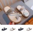 thumbnail image 1 of Asxite Toddler Sandals Summer Fashion Solid Rhinestone Bow Toe Post Soft Sole Flat Slides for Girls Shoes 4-12 Y, 1 of 5