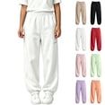 thumbnail image 1 of Asxite Toddler Solid Pants Casual Fall Winter Elastic Waist Pleated Pockets Straight Leg Sweatpants, 1 of 5