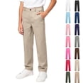 thumbnail image 1 of Asxite Toddler Solid Pants School Uniform Casual Fall Winter Elastic Waist Classic Straight Leg Bottom, 1 of 7
