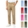 thumbnail image 1 of Asxite Toddler Solid Pants School Uniform Casual Fall Winter Elastic Waist Pockets Straight Leg Bottom, 1 of 7