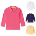 thumbnail image 1 of Asxite Toddler Solid Tops Collared Long Sleeve Soft Cotton Casual Pullover Fall Winter Tee 4T, 1 of 7