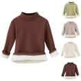 thumbnail image 1 of Asxite Toddler Solid Tops Cotton Fleece Lined Turtleneck Long Sleeve T Shirt Fall Winter Casual School Uniform, 1 of 4