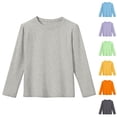 thumbnail image 1 of Asxite Boys Girls Cotton Tops 3-13 Years Solid Long Sleeve Crew Neck T Shirt Fall Casual School Uniform, 1 of 7