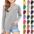 thumbnail image 1 of Asxite Girls and Boys Solid Tops Long Sleeve V Neck T Shirt Fall Casual School Uniform, 1 of 6