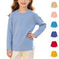 thumbnail image 1 of Asxite Toddler Solid Tops Crew Neck Long Sleeve Soft Cotton Cozy Casual Pullover Fall Winter Tee 2T, 1 of 7