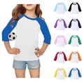thumbnail image 1 of Asxite Girls and Boys Spliced Tops 3/4 Sleeve Raglan Crew Neck T Shirt Fall Casual School Uniform, 1 of 7