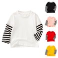 thumbnail image 1 of Asxite Toddler Striped Tops Cotton Layered Look Long Sleeve Crew Neck T Shirt Fall Casual School Uniform, 1 of 4