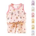 thumbnail image 1 of Asxite Toddler Summer Outfits Dinosaur Print Sleeveless Top and Shorts Set 6M-8Y, 1 of 4
