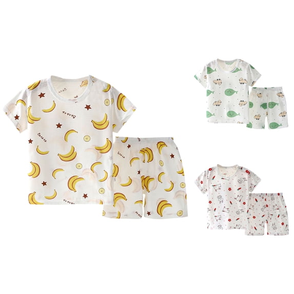 Asxite Toddler Summer Outfits Print Short Sleeve Top and Shorts Set 6M-6Y