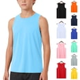 thumbnail image 1 of Asxite Toddler Tank Top Solid Color Sleeveless Crew Neck Breathable Active Summer Blouses 5-15Y, 1 of 7