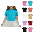thumbnail image 1 of Asxite Toddler Tops Girls Summer Tops Solid Ruffle Crewneck Short Sleeve T Shirt for 1-9 Years, 1 of 5