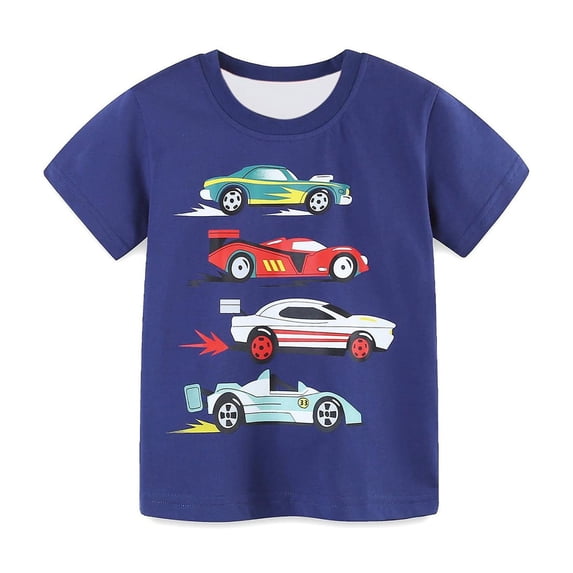 Asxite Toddler Tops Kids Summer Tops Print Crewneck Short Sleeve T Shirt for 3-14 Years
