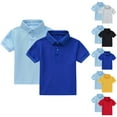 thumbnail image 1 of Asxite Toddler Tops Kids Summer Tops Solid Collared Short Sleeve T Shirt 2 Pack for 3-12 Years, 1 of 5