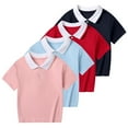 thumbnail image 1 of Asxite Toddler Tops Kids Summer Tops Solid Collared Short Sleeve T Shirt for 2-12 Years, 1 of 4