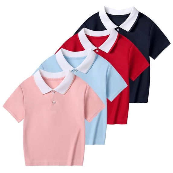 Asxite Toddler Tops Kids Summer Tops Solid Collared Short Sleeve T Shirt for 2-12 Years