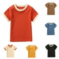 thumbnail image 1 of Asxite Toddler Tops Kids Summer Tops Solid Crewneck Short Sleeve T Shirt for 2-6 Years, 1 of 4