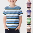 thumbnail image 1 of Asxite Toddler Tops Kids Summer Tops Stripe Print Crewneck Short Sleeve T Shirt for 2-13 Years, 1 of 5