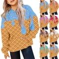 thumbnail image 1 of Asxite Toddler Tops Long Sleeve Fleece Hoodie Ice Cream Print Casual with Pockets Fall Winter 4-14 Y, 1 of 1