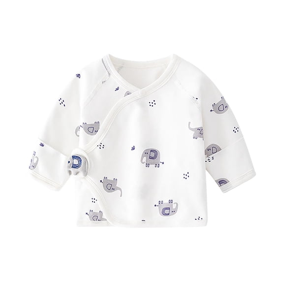 Asxite Toddler Tops Print Long Sleeve Lightweight Half Back Wrap Style Casual Top for 0-12 M