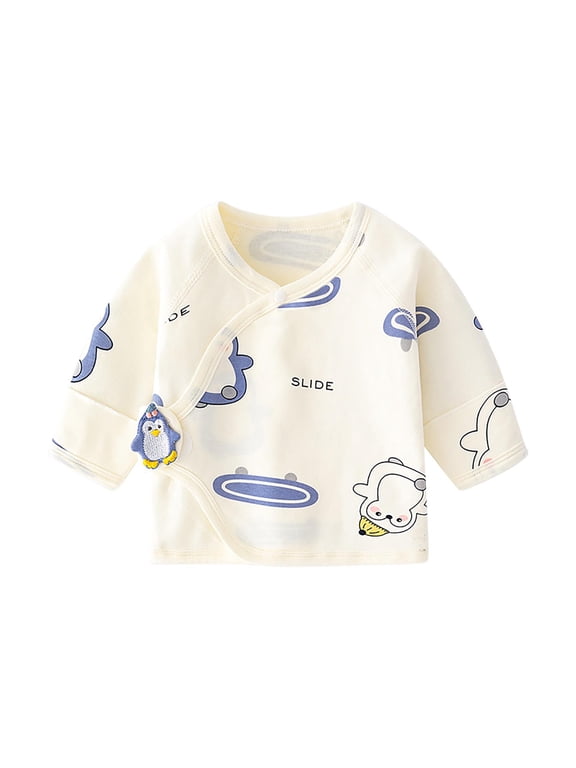 Toddler Tops Print Long Sleeve Lightweight Half Back Wrap Style Casual Top for 0-12 M