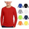 thumbnail image 1 of Asxite Toddler Tshirt Solid Color Long Sleeve Crew Neck Sun Protection Breathable Active Summer Tops 5-14Y, 1 of 7