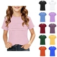 thumbnail image 1 of Asxite Toddler Tshirt Solid Color Short Sleeve Crew Neck Casual Loose Breathable Summer Tops 2-12Y, 1 of 6