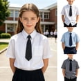 thumbnail image 1 of Asxite Toddler White Shirt Solid Short Sleeve Preppy Style Casual Breathable Summer Tops 3-12Y, 1 of 7