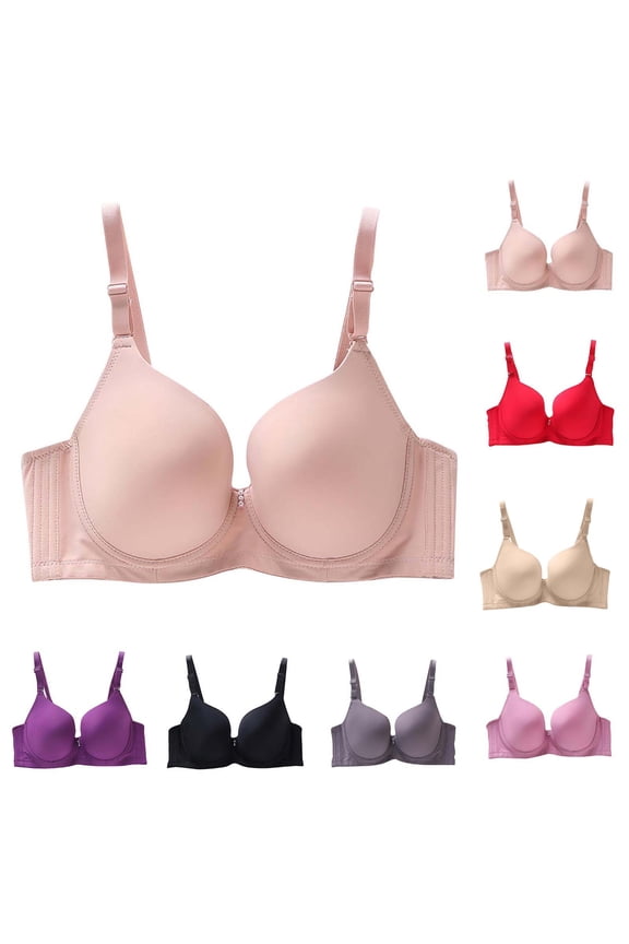 Women D Cup Plus Size Solid Underwire Lift Support Bra Dark Gray 36/80D