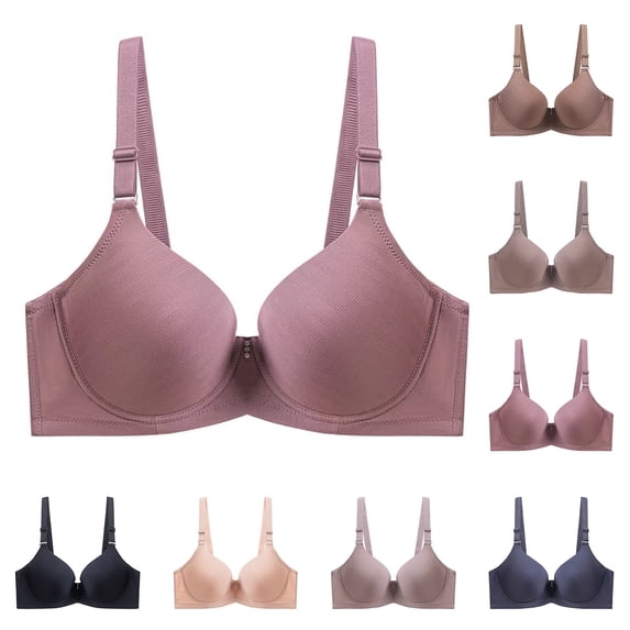 Asxite Women D Cup Solid Seamless Underwire Lift Support Bra Coffee 44/100D