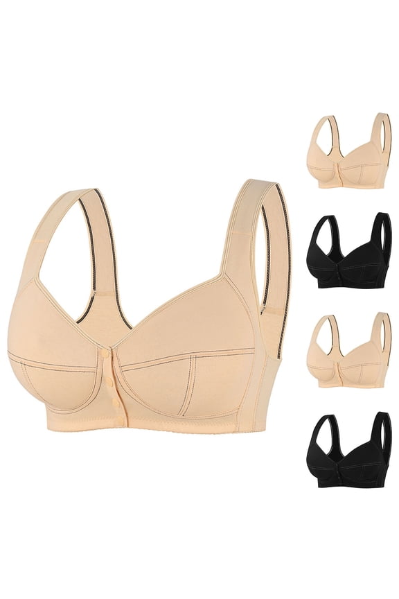 Women Fashion Solid Lace Wireless Push Up Breathable Everyday Bra Beige XXXXL