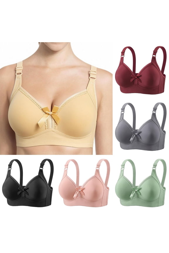 Women Fashion Solid Wireless Lift Support Breathable BC Cup Plus Size Bra Green M