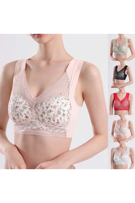 Women Lace Lightweight Lift Support Tank Style Plus Size Seamless Everyday Bra Light Blue XL