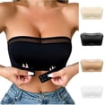 thumbnail image 1 of Asxite Women Mesh High Stretch Wireless Off Shoulder Front Closure Bralette Khaki S, 1 of 4