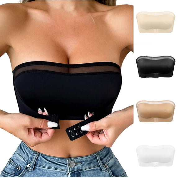 Asxite Women Mesh High Stretch Wireless Off Shoulder Front Closure Bralette Khaki S