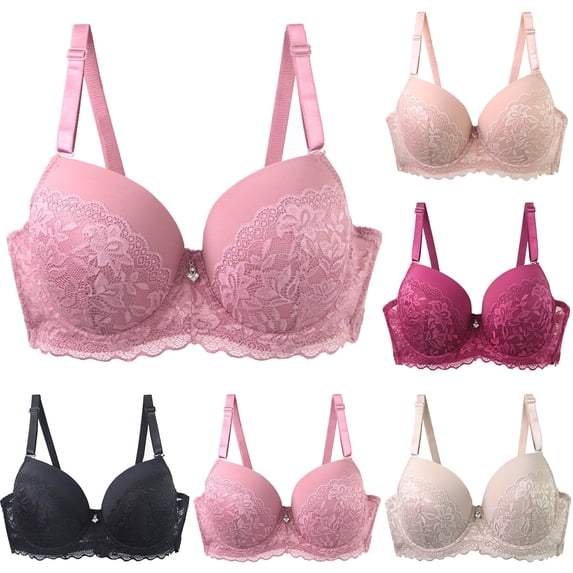 Asxite Women Plus Size CDE Cup Underwire Lift Support Bra Red 44/100D