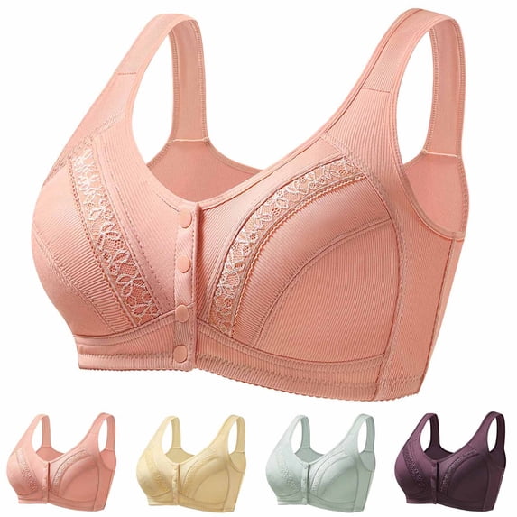 Asxite Women Plus Size Front Closure Wireless Lift Support Breathable Tank Style Bra Beige 44/100BC