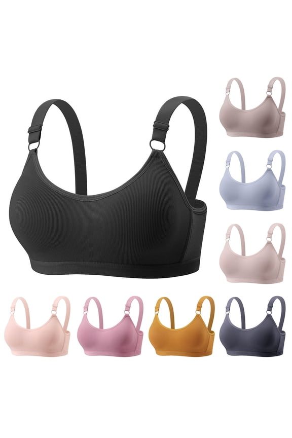 Women Plus Size Thin Bralette Wireless Lift Support Comfortable Everyday Bra Pink XXXXL