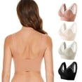 thumbnail image 1 of Asxite Women Solid Camisole Thin Bralette Ice Silk Support Bra Beige XXXL, 1 of 3