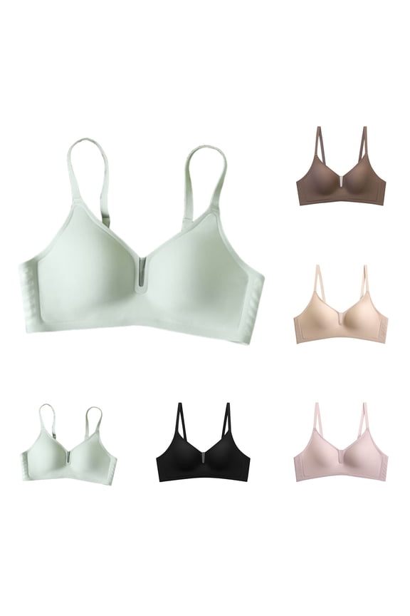 Women Solid Print Plus Size Fixed Cup Breathable Wireless Support Sports Bra Beige XXL