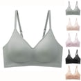 thumbnail image 1 of Asxite Women Solid Seamless Camisole Lift Support Bralette Bra Green XL, 1 of 4