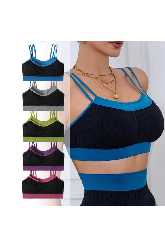 Women Solid Sports Camisole Tank Top Stretch Breathable Plus Size Support Comfortable Bra Purple M