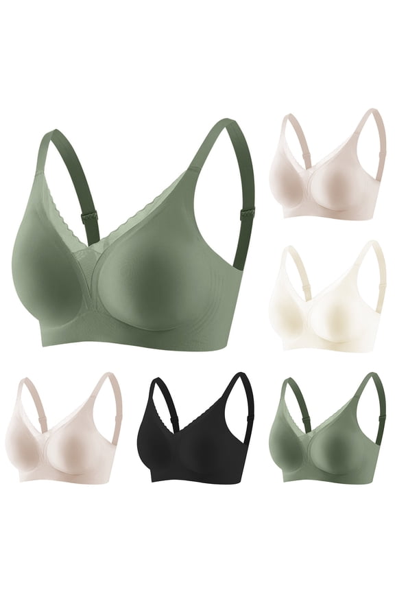 Women Solid Wireless Back Hook Mesh Lift Support Everyday Bra White M