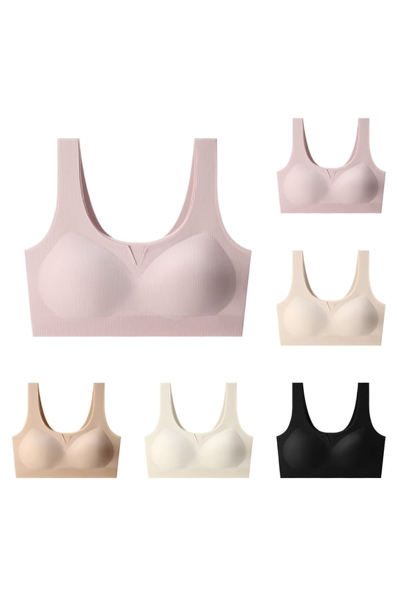 Women Solid Wireless Backless Seamless Lift Support Everyday Bra Beige XXL