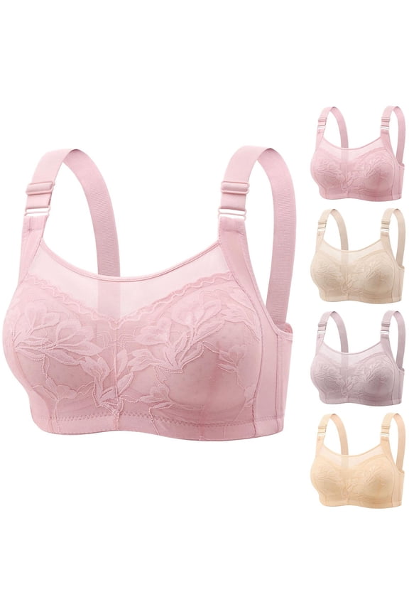 Women Solid Wireless Lift Support Breathable Full Cup Comfortable Everyday Bra Beige 38/85BC