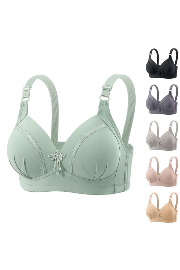 Women Solid Wireless Lift Support Breathable Full Cup Comfortable Everyday Bra Gray 42/95BC